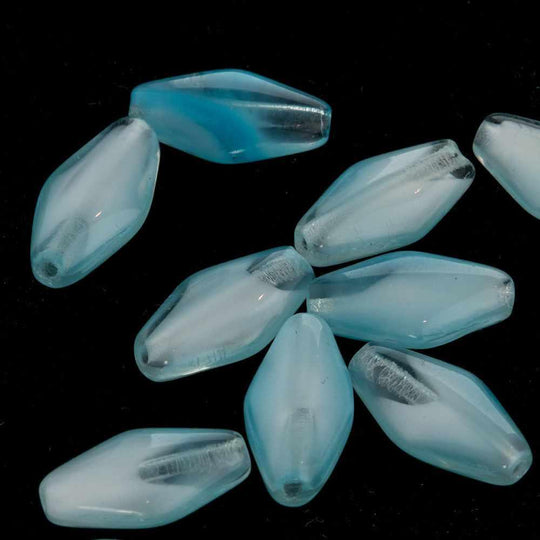 Vintage German givre diamond shaped beads. 6x11mm. Pkg of 10. b11-bl-0953