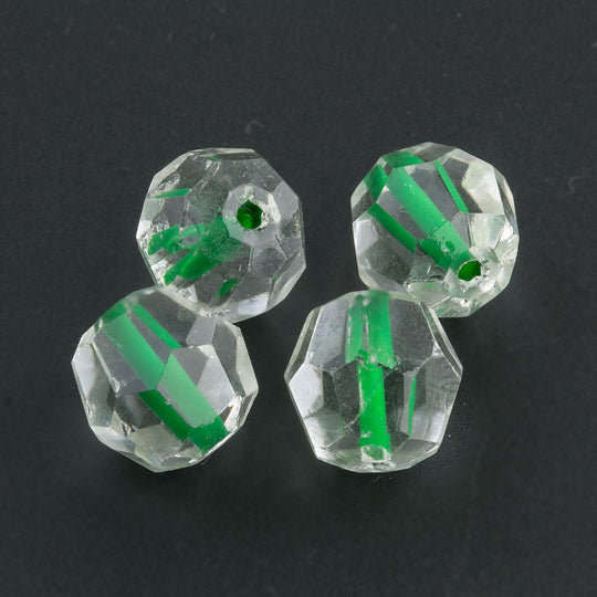 Vintage German machine cut crystal rounds. 11mm. Pkg of 4.  b11-gr-0796