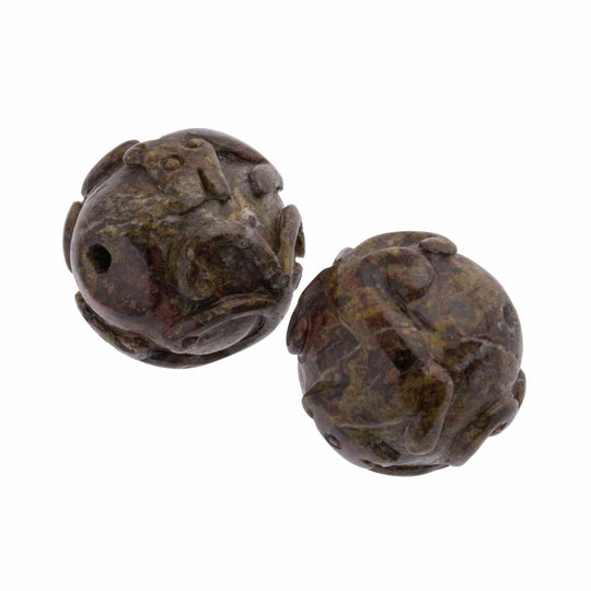Vintage, Ornately Carved Pietersite Bead. 19mm diameter. 1970s. China. Package of 1.  b4-pie103