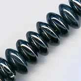 Vintage West German hematite glass lentils. 4x8mm. Pkg of 20. b11-bw-0896