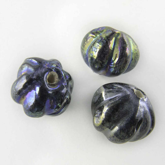 Vintage blue iris melons. 10mm. Pkg of 10. b11-bl-0899