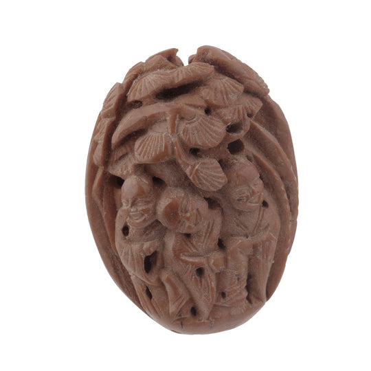 Vintage carved fruit pit Hedaio beads China. 38x25x15mm. Pkg of 1. b7-wo243