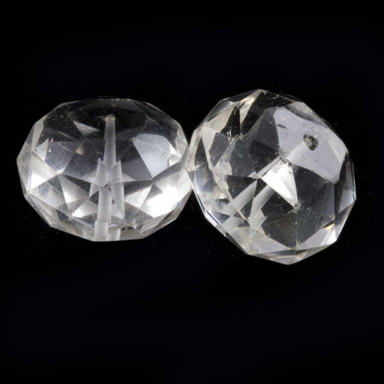 Vintage carved quartz crystal faceted wheel avg size 25x16mm 1 pc. b4-qua345-1