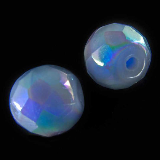 Vintage faceted AB round Germany. 10mm. Pkg of 4. b11-bl-1042
