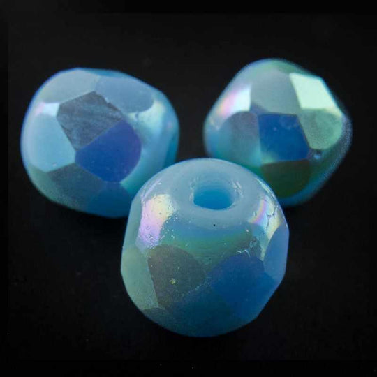Vintage faceted AB round Germany. 6mm. Pkg of 10. b11-bl-1043
