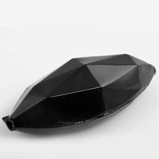 Vintage hollow jet glass flat back ovals, Occupied Japan, 28x12x10mm, Pkg of 6. b11-bw-1023a(e)