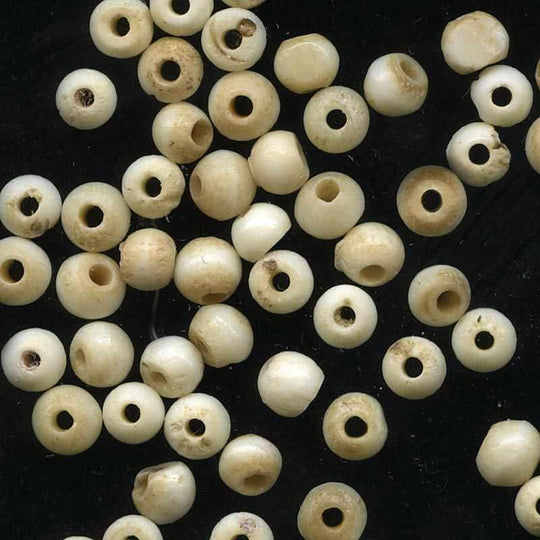 Vintage natural undyed bone beads average 5mm, 8 gram bag (100+ pcs). b3-bo147