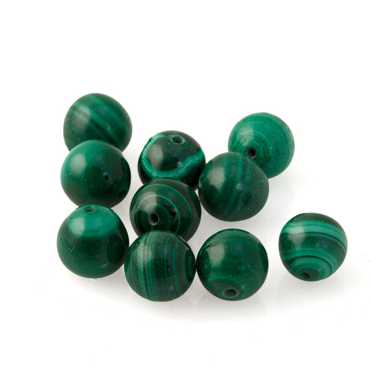 Malachite round beads, 4mm all natural, AA grade high quality. 1980s. B4-mal224