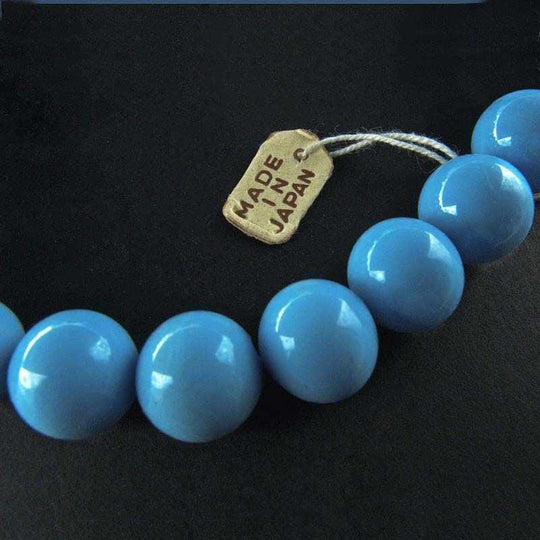 Vintage opaque turquoise glass rounds Japan, 10mm. Pkg of 8. b11-bl-1181