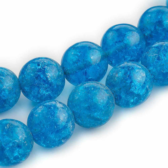 Vintage turquoise silver foil crackle glass beads, Czechoslovakia 12mm, 4pc. b11-bl-2035