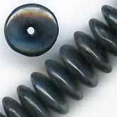 West German hematite glass disks. 10x3mm.Pkg of 10. b11-bw-0888