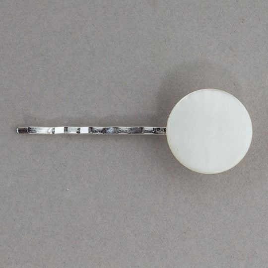 Vintage mother of pearl button hair pin. ac-h-231