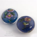 Vintage Chinese reverse hand-painted glass bead, bird and flowers, 31x17mm . Pkg 1. 