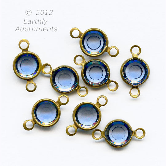 Austrian crystal 2 ring channels sapphire gold overlay 12 pieces ss29, 7mm. B10-0116