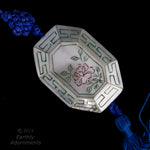 Vintage Chinese Mother of Pearl Inlaid etched and painted bead 27x35x10mm