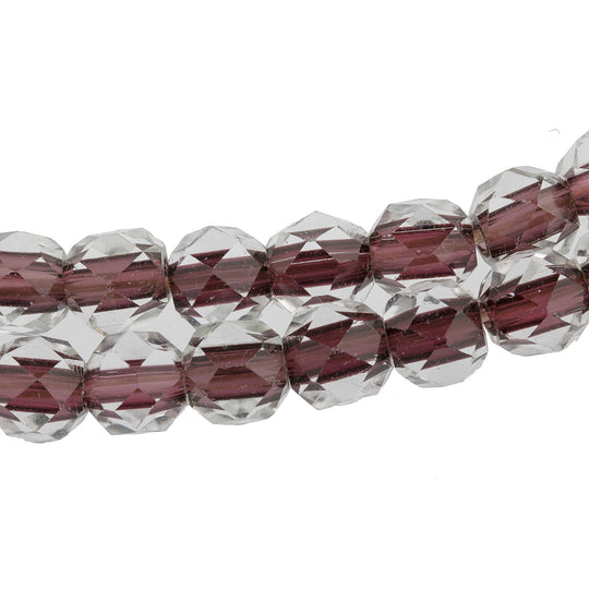 Vintage Japanese tin cut ruby core crystal beads, 6mm. Pkg of 10. b11-cr-0531(e)