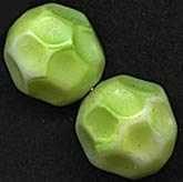 b11-gr-0942-Vintage West German opaque green on white rounds, molded facets. 12x13mm. Pkg of 5