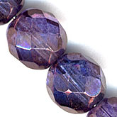b11-pp-0792-8mm amethyst luminescent firepolish rounds. 8mm. Pkg of 10
