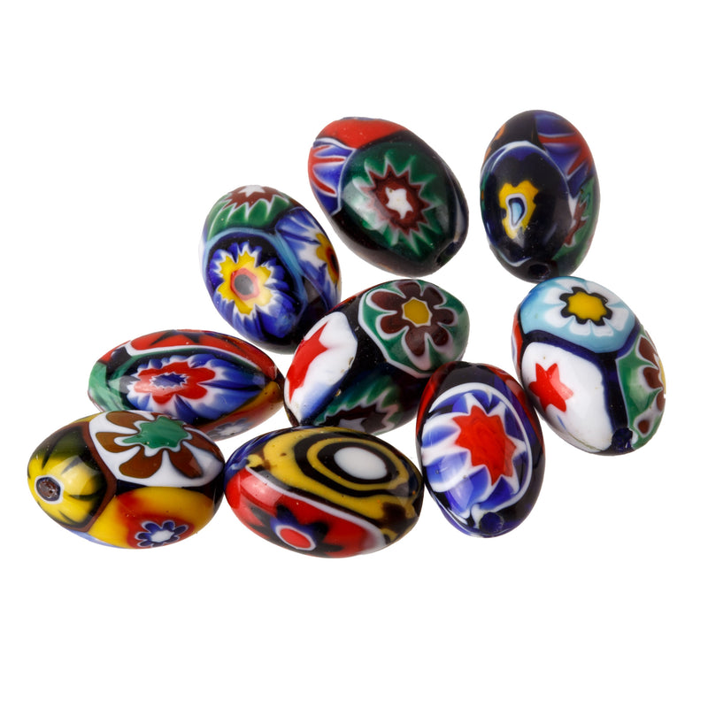 Vintage Murano millefiori glass beads. 1950s. 13 x 8 mm ovals – Earthly  Adornments