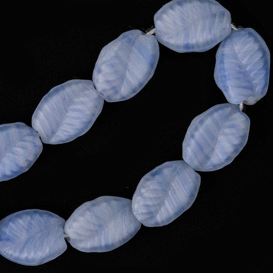 Vintage West German Blue Oval Pressed Leaf. 11mm. Pkg of 10. B11-BL-047