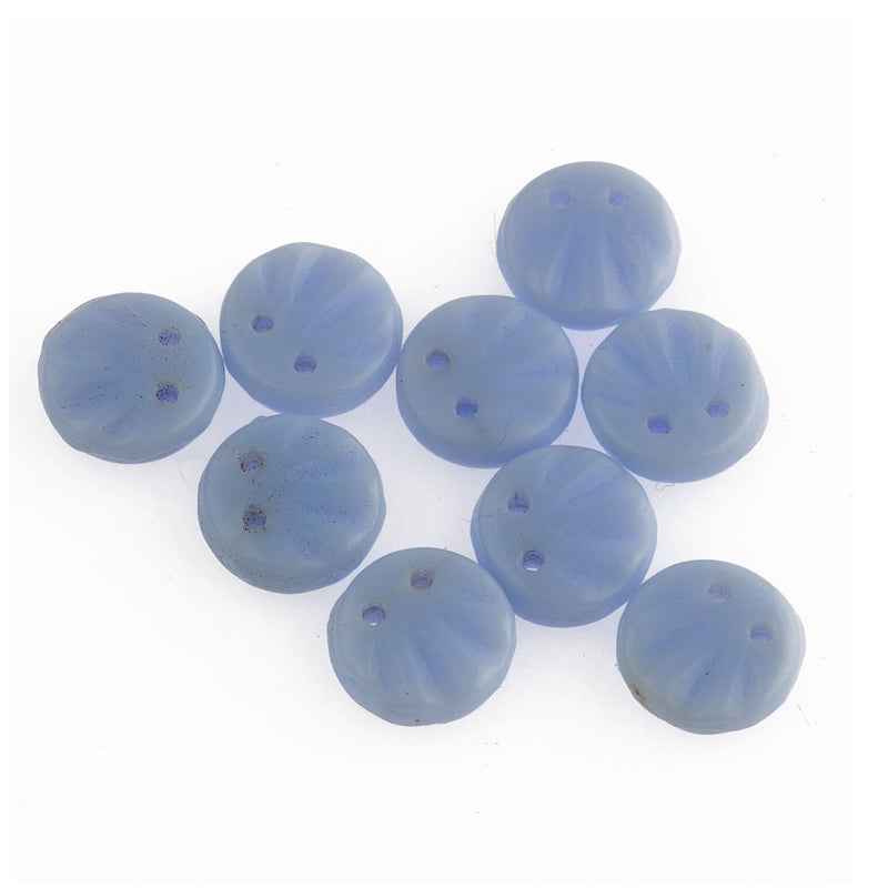 Vintage Bohemian pressed glass round tablet beads 1920s Czechoslovakia 11mm. Pkg 10. 