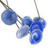 Vintage blue & white glass flowers on wire. 15mm x 76mm Pkg of 6.