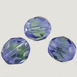 Czech blue and green faceted 6mm firepolished beads. Pkg of 20.