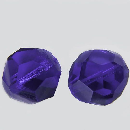 Vintage Korean hand faceted cobalt blue rounds. 12mm. Pkg. of 2. b11-bl-0820