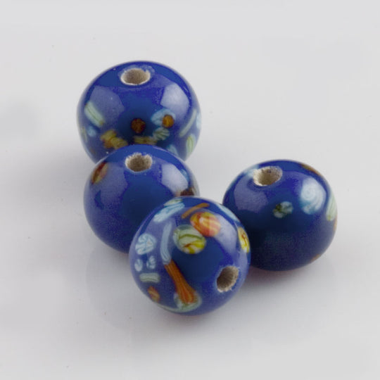 Vintage Japanese Millefiore Round Bead. 8mm. Pkg of 6. b11-bl-0822
