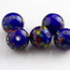 Vintage Japanese multi color crumb glass speckled beads. 9mm. Pkg of 6.