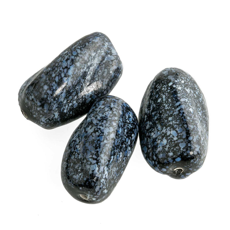 Vintage Japanese mottled pinched oval. 10x20mm. Pkg of 10.