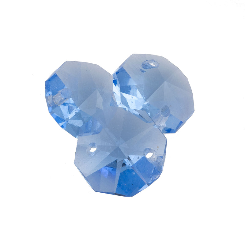 Vintage Swarovski Strass Crystal Octogon 2-Hole Pendant. Light Sapphire Color. 1970s. Pointed front and back. 12mm. Sold individually. 