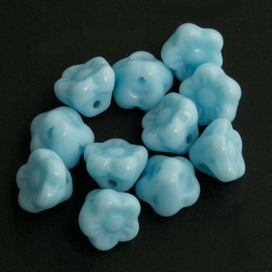 Czech flower button beads. 7mm. Pkg of 10. b11-bl-1010