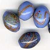 Blue Millefiore Ovals Beads, glass, aventurina. 12x9mm. Japanese  Pkg of 10. b11-bl-1013