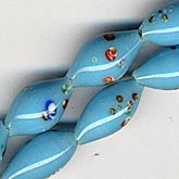 Vintage Japanese blue millefiore ovals Pkg of 10.12x6mm,  b11-bl-1014