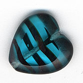 Table cut tortoise shell glass heart. 15mm. Pkg of 1. b11-bl-1026