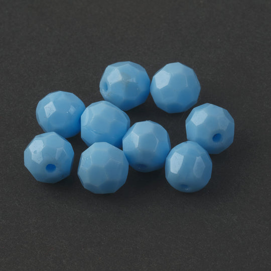 Vintage German round with pressed facets. 8mm. Pkg of 10. b11-bl-1041-(e)