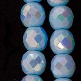 Vintage faceted AB glass rounds. West Germany. 8mm. Pkg of 4. 