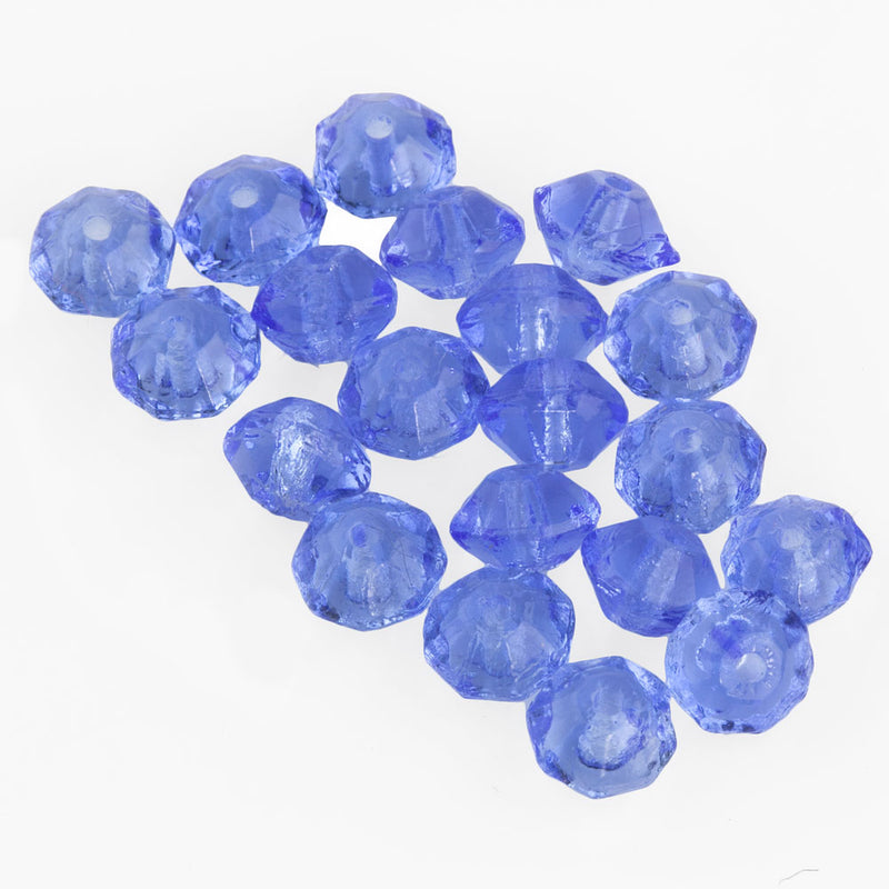 Vintage sapphire glass faceted bicone. 6mm. Pkg of 20. 