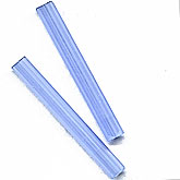 Vintage Czech blue satin glass pentagonal cylinders 40x5mm. Pkg of 6.