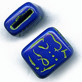 Rare old Czech Egyptian revival hieroglyph bead. 12x10x5mm. Pkg of 4. b11-bl-1088