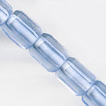 Vintage Czech sapphire blue faceted glass cylinder beads 6x5mm strand of 25.