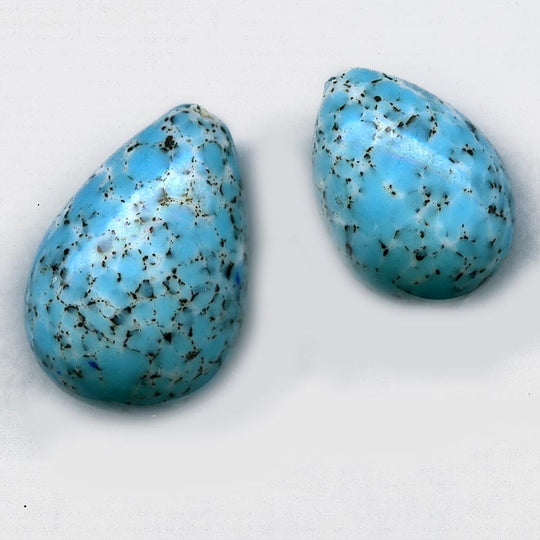 Czech glassRare  Hubble style teardrop with speckled blue Picasso finish. 24x16mm Sold individually. b11-bl-1110-2
