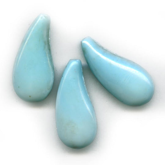 Old Czech Robin's egg blue curved teardrop, 26x10mm. Pkg of 2. b11-bl-1137