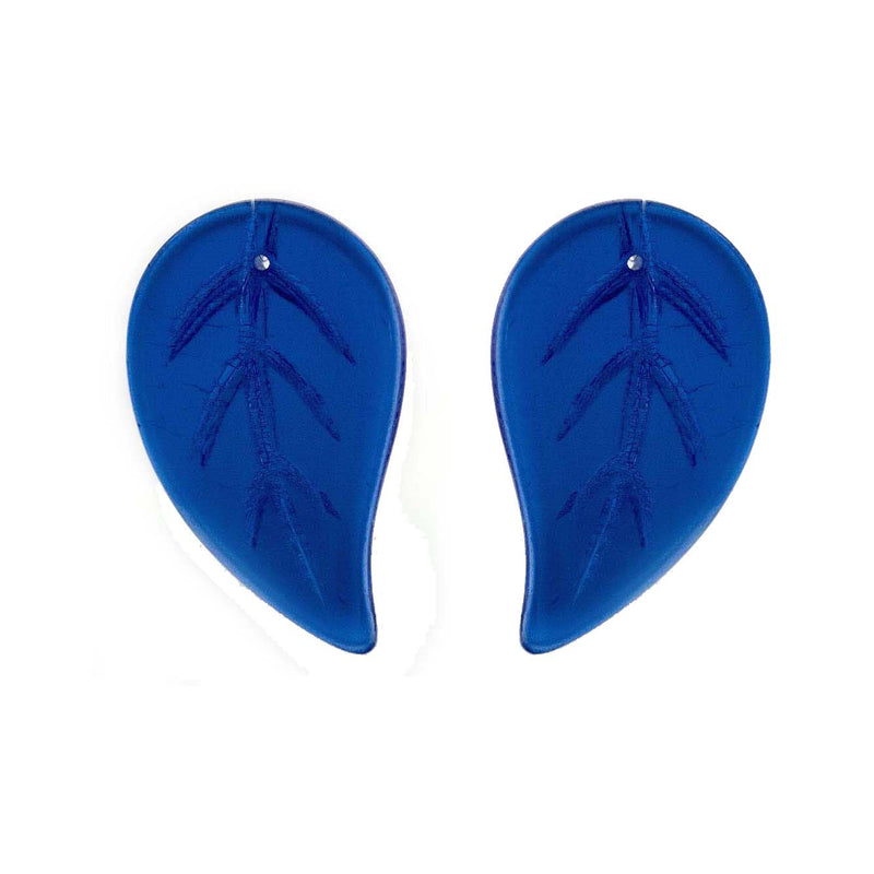 Vintage pressed glass leaf pendant, 35x21mm.Czechoslovakia Pkg of 2. 
