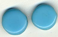Robins egg blue opaque double hole tablets. 8mm diameter 3mm thickness. Strand of 25. b11-bl-0154