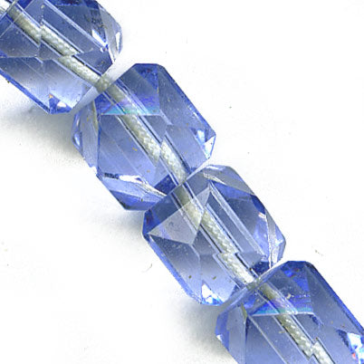 Vintage Japanese tin cut faceted sapphire cubes, 6mm, pkg of 10.