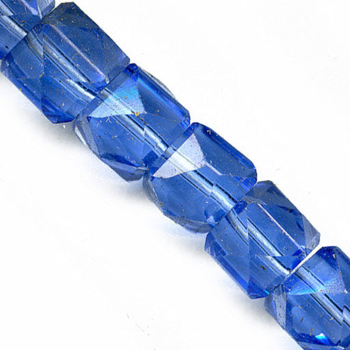 Vintage Japanese tin cut faceted sapphire cubes, 6mm, pkg of 10.