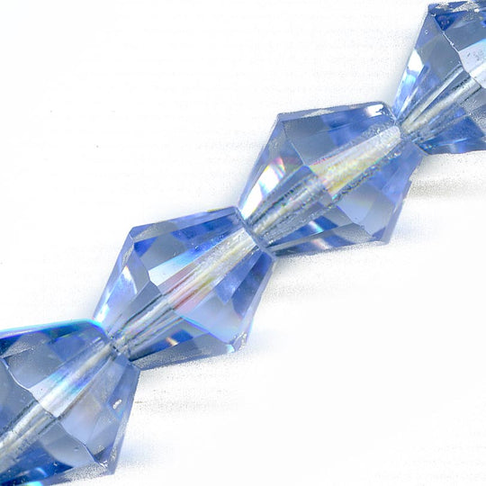 Vintage Czech hand cut light sapphire faceted bicones 15x13mm pkg of 2. b11-bl-2009