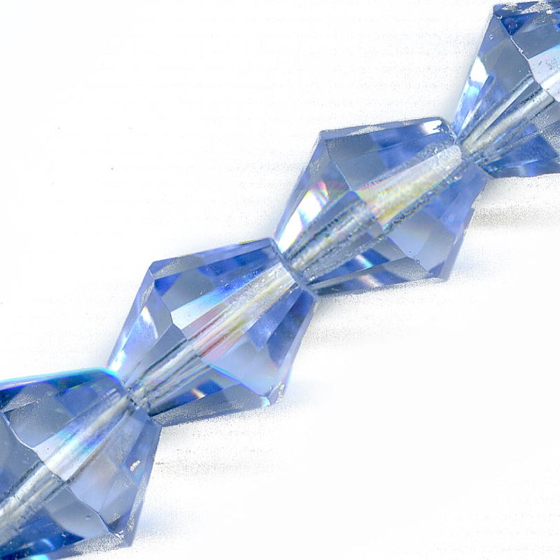 Vintage Czech hand cut light sapphire faceted bicones 15x13mm pkg of 2.